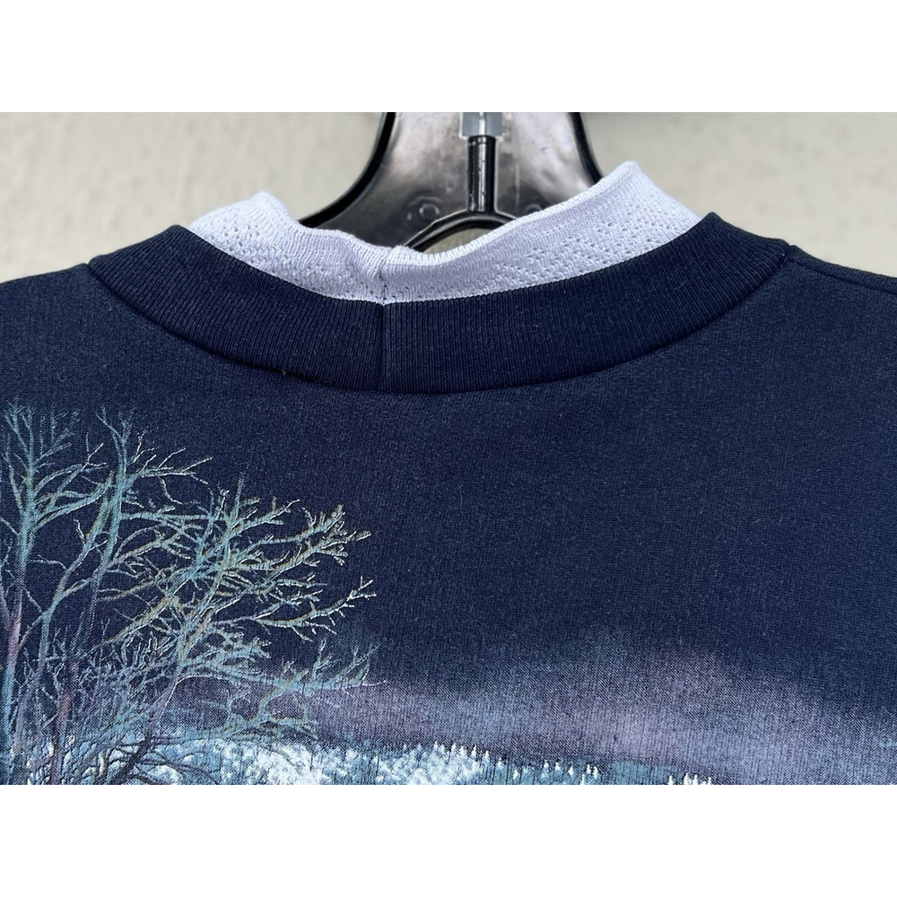 VTG 90's Art Unlimited Winter Wonderland AOP Sweatshirt XL Deer Lake USA Cabin - Picture 9 of 13